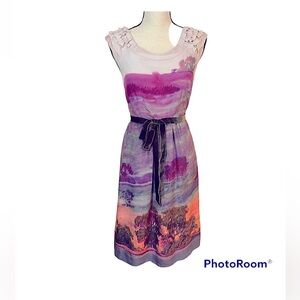 Anthropologie Moulinette Soeurs Violet Gloaming Dress size 2 Silk